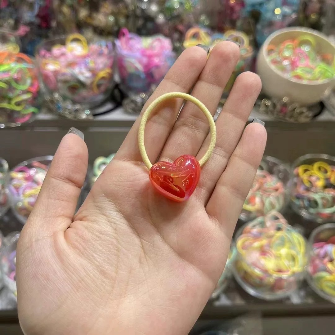 儿童发饰韩国bebeprince儿童发饰甜美可爱撞色爱心发圈女童皮筋不伤发头绳儿童发夹亚克力儿童发夹一次性皮筋儿童发饰详情图7