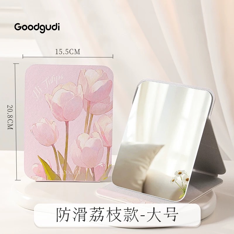 古迪折叠小镜子学生宿舍专用梳妆镜女随身男士便携家用桌面蒽萘LED化妆镜子台式带灯折叠放大网红宿舍桌面美妆卧室梳妆镜女详情图15