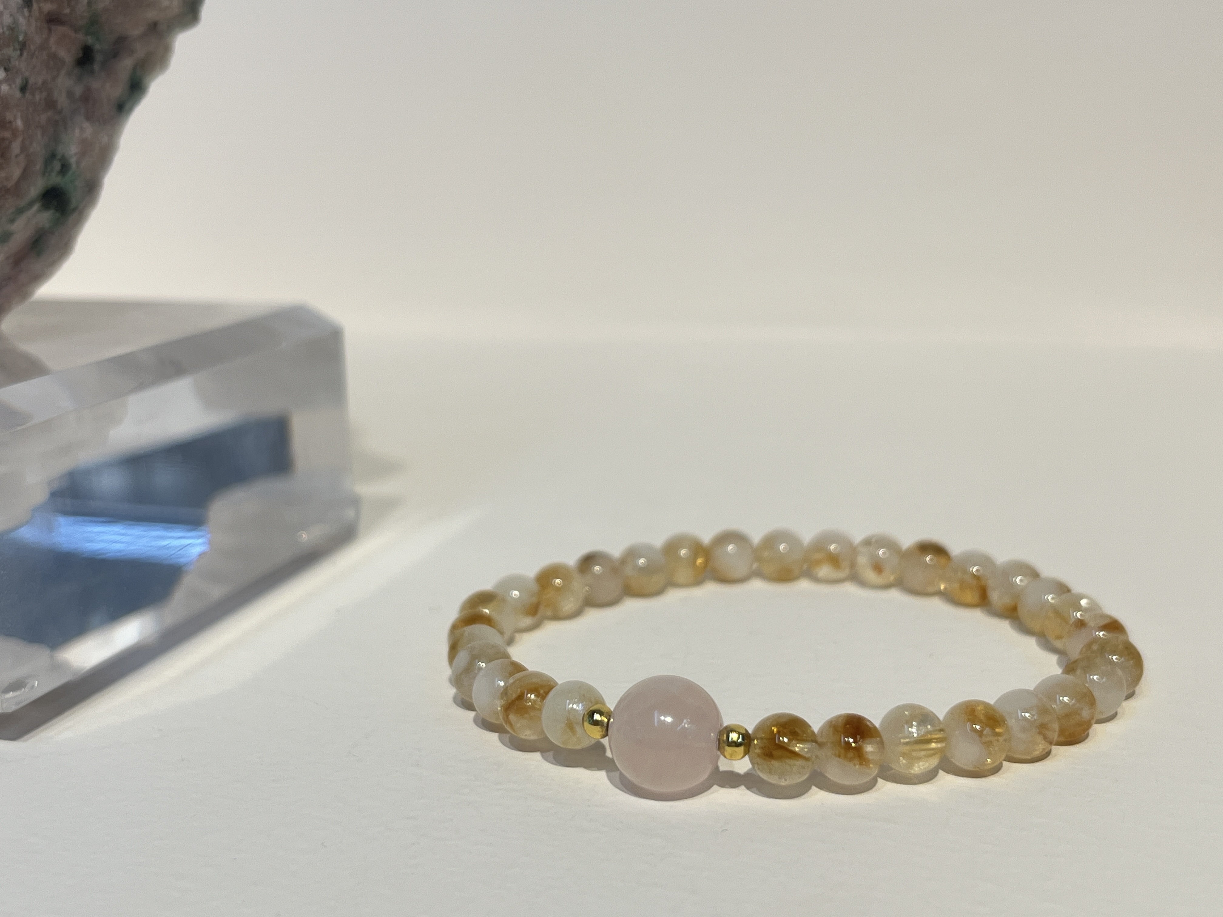 天然黄塔晶粉晶手链水晶手串文玩礼品礼物定制批发