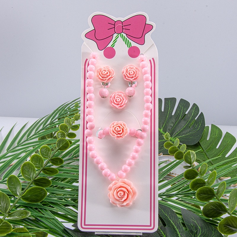 新款儿童饰品项链手链耳夹戒指樱花公主女童首饰套装参加直销详情图11