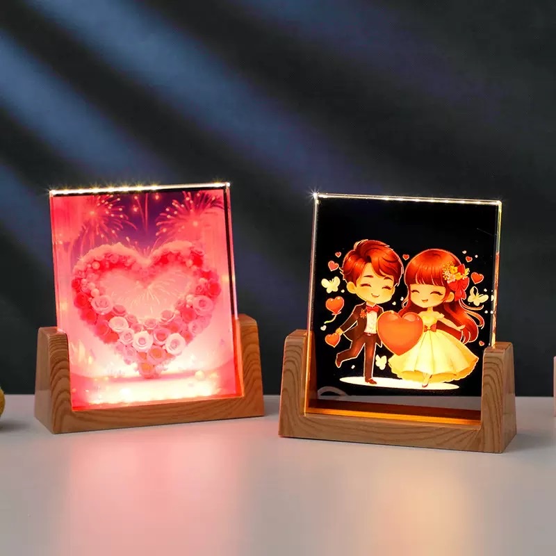 Uv-printed crystal photo frame, luminous night light, Marine animal template, home bedroom decorative light, creative gift glassware Specification image