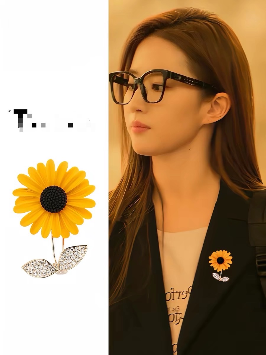 可爱向日葵胸针女款设计感小众胸花别针高档气质精致花朵西装配饰胸针产品图
