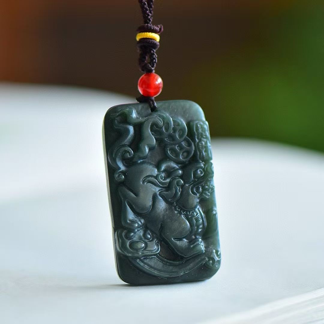 Hetian jade green jade PI Xiu pendant for men and women, couple necklace, jade pendant, jade pendant