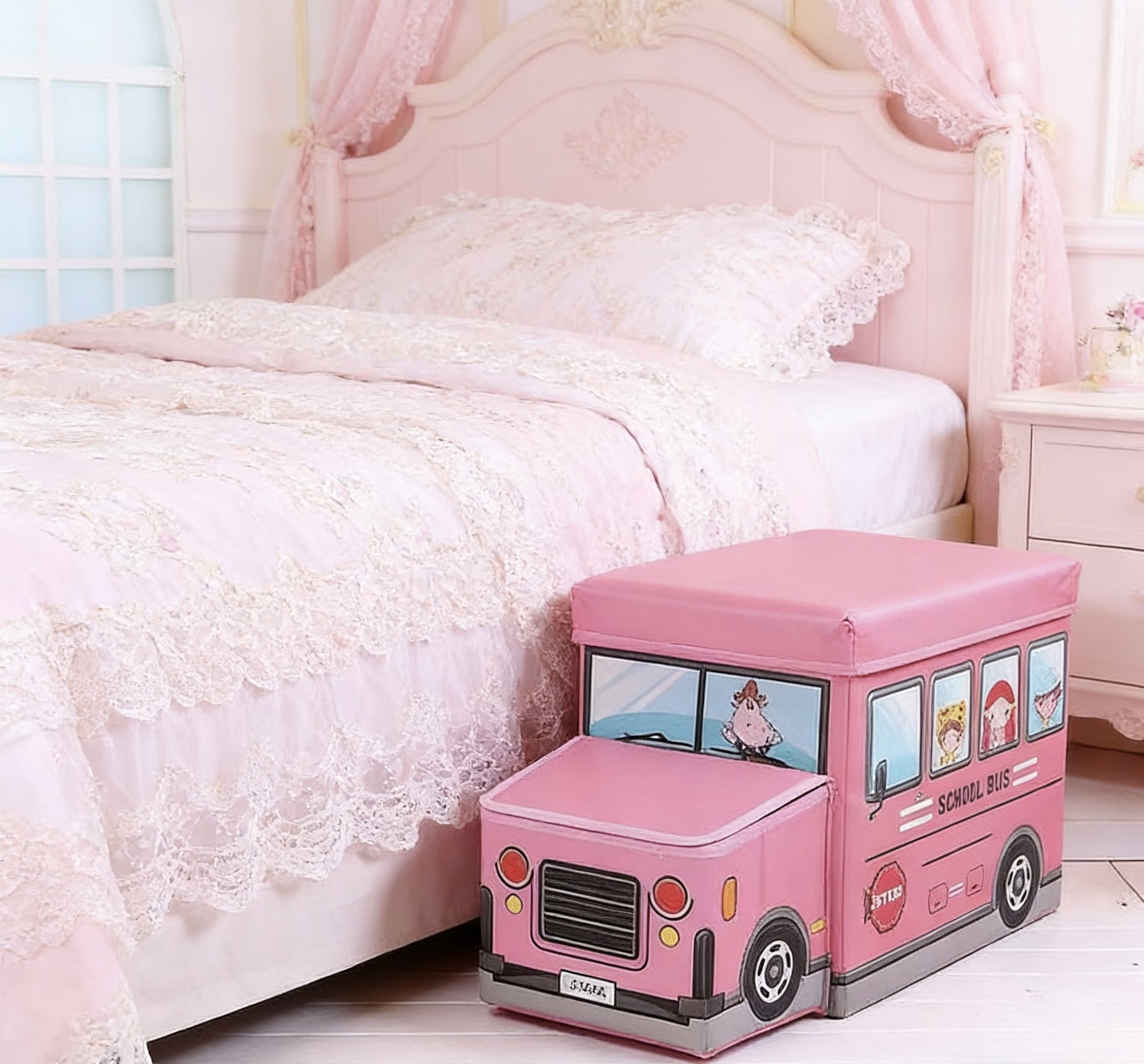 Children's cartoon storage stool, truck creative organizing box, toy storage box, multi-functional stool, sitting storage stool Item Picture