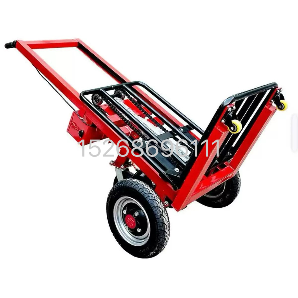 Electric tiger truck, four-wheel universal lifting fork, flatbed truck, tiger truck, semi-electric handcart, lifting hydraulic lift, loading and unloading, lifting platform Item Picture