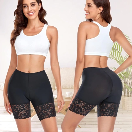 European and American cross-border wide lace-trimmed safety pants, anti-glare three-part leggings, high-waisted and tight-fitting shorts for women European and American cross-border wide lace-trimmed safety pants, anti-glare three-part leggings, high-waisted and tight-fitting shorts for women