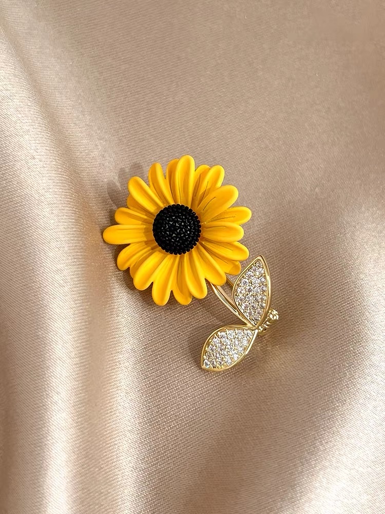 可爱向日葵胸针女款设计感小众胸花别针高档气质精致花朵西装配饰胸针详情图4