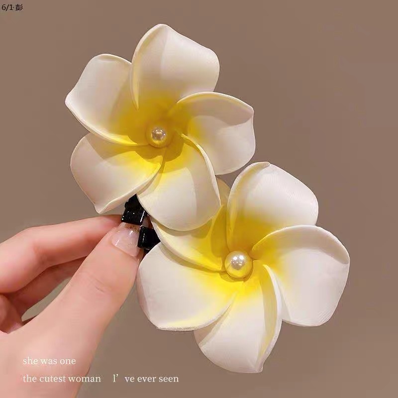 Super fairy-like frangipani headwear, summer seaside beach vacation, photo shoot, frangipani hair clip, Dai ethnic headwear, hair clip, hair accessory, hair clip, hairpin, hairpin grab clip, hair clip detail image 2