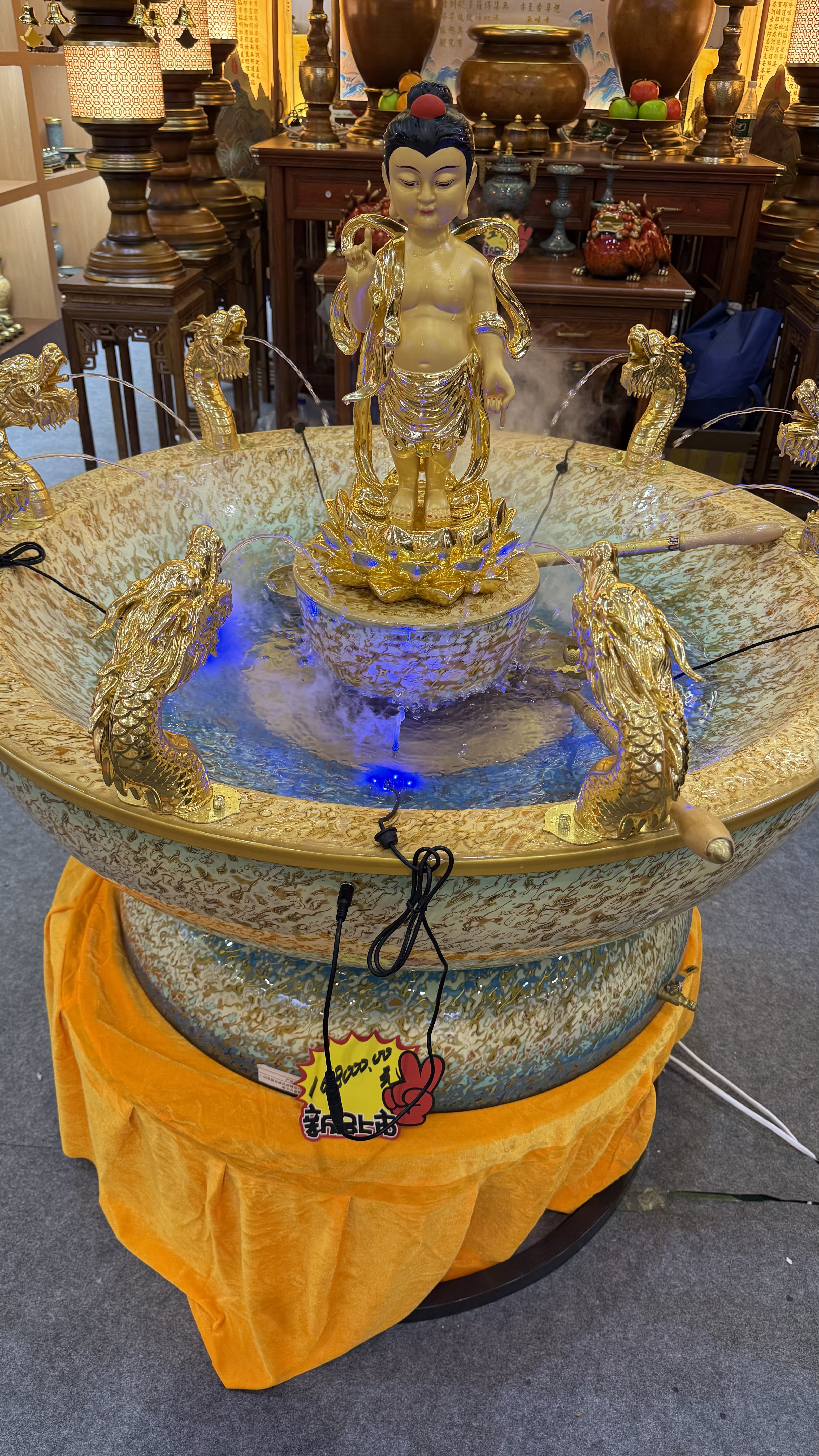 九龙吐水浴佛盆，材质：纯铜 合金  汉白玉 玻璃钢 均可定制
尺寸：盆直径60cm 75cm 85cm 108cm佛具用详情图3
