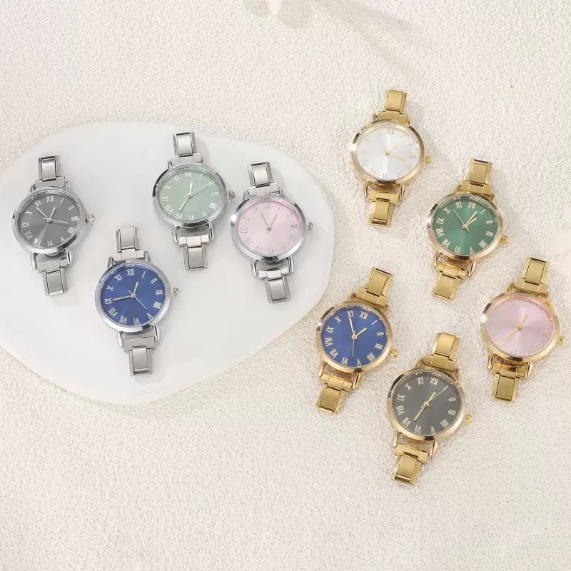 Casual and fashionable DIY module splicing multi-color watch strap versatile module watch retro steel strap versatile ins style export bestseller TikTok bestseller DIY watch does not fade, real gold electroplated hand Specification image