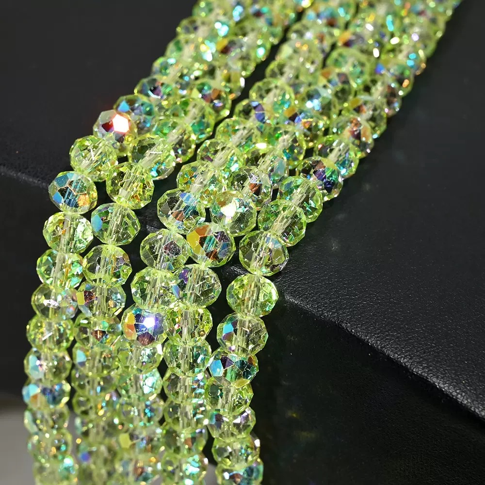8mm natural color baked flash glass crystal flat beads, handcrafted DIY bracelet, mobile phone chain, non-fading dispersion beads semi-finished product details Picture