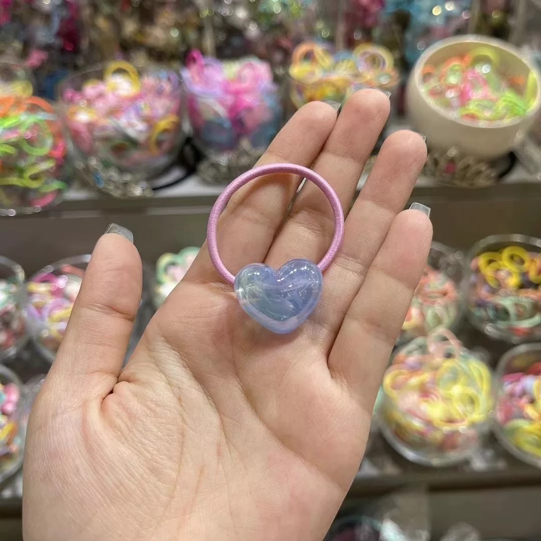 儿童发饰韩国bebeprince儿童发饰甜美可爱撞色爱心发圈女童皮筋不伤发头绳儿童发夹亚克力儿童发夹一次性皮筋儿童发饰详情图6