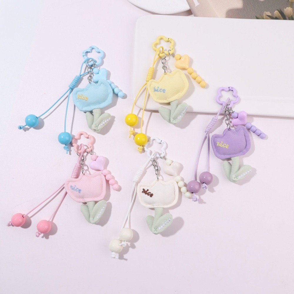 Fabric tulip keychain, bag hanger, flower clothing, accessories, diy bag hanger, keychain