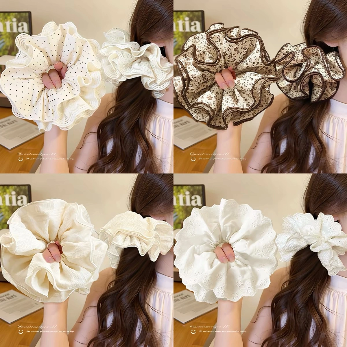 Hair band, hair tie, ponytail, large intestine circle, high-end Korean-style fat intestine circle, bun hairstyle, rubber band, hair flower, hair accessory, leather case detail image 6