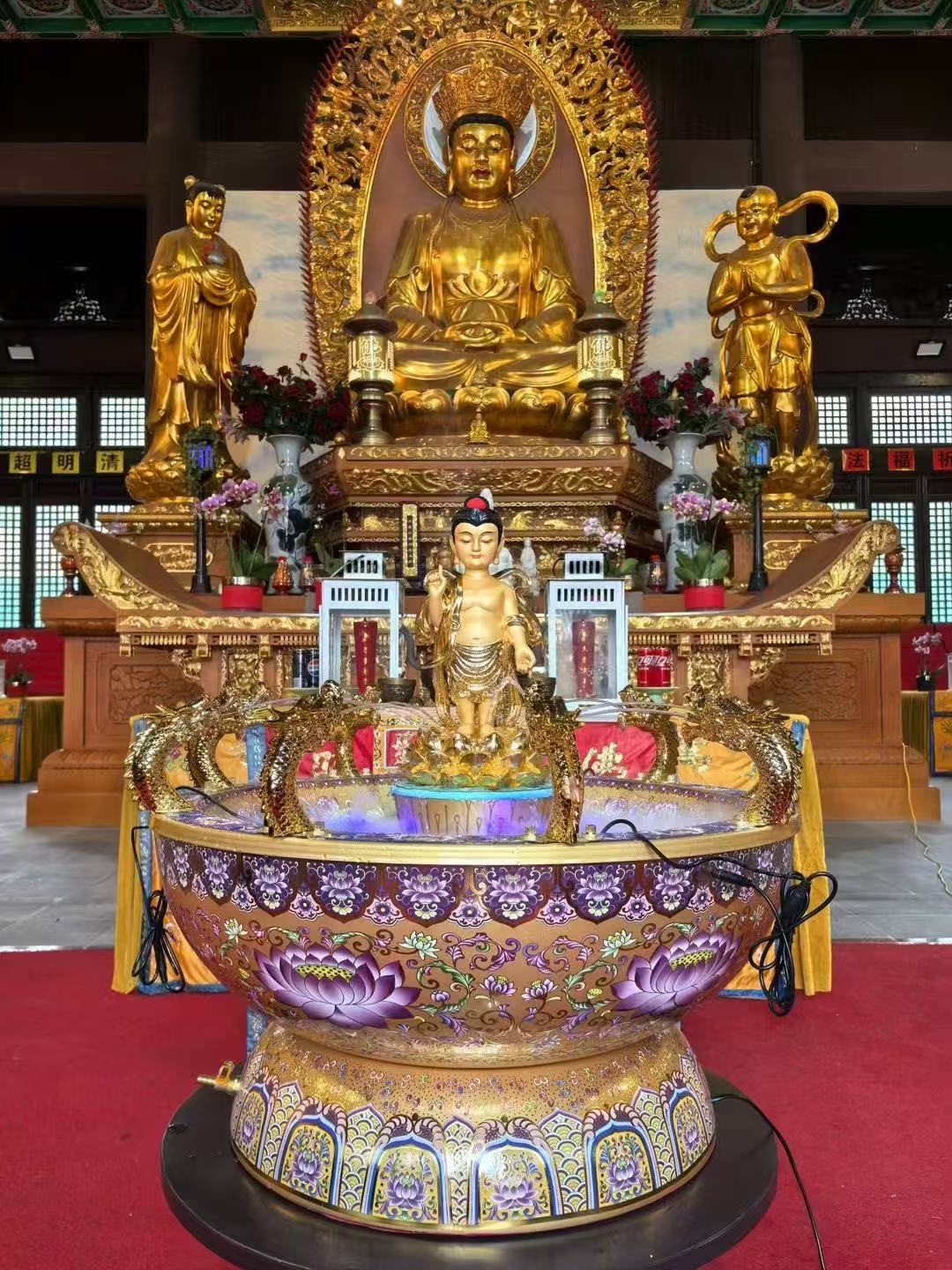 九龙吐水浴佛盆，材质：纯铜 合金  汉白玉 玻璃钢 均可定制
尺寸：盆直径60cm 75cm 85cm 108cm佛具用详情图8
