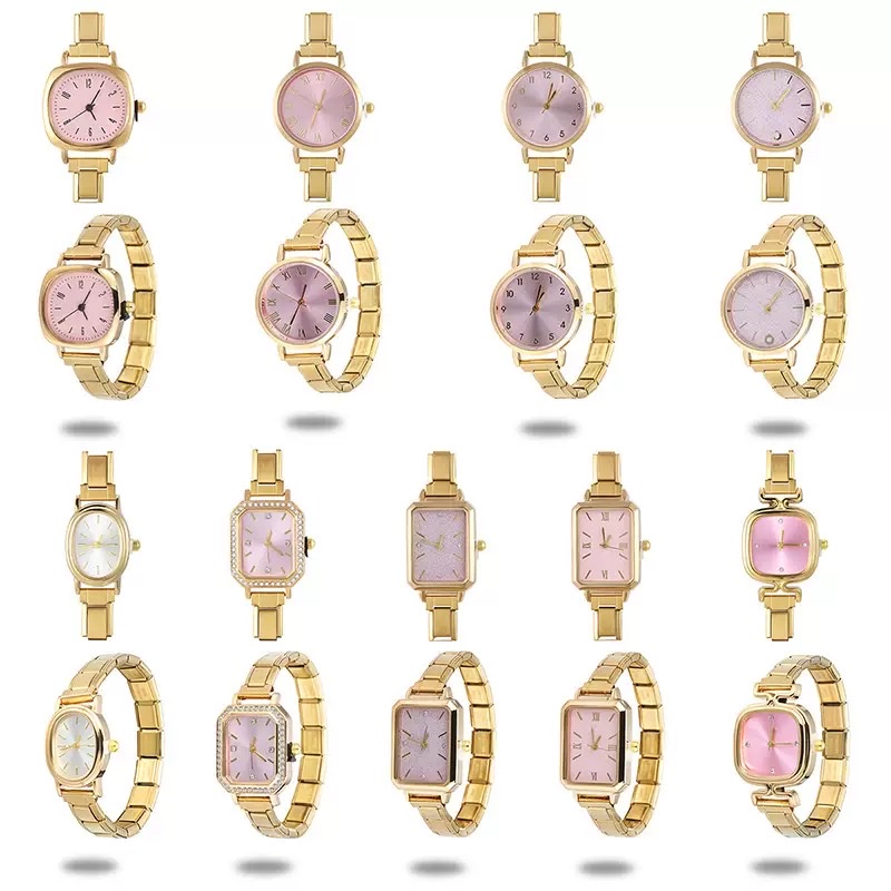 Casual and fashionable DIY module splicing multi-color watch strap versatile module watch retro steel strap versatile ins style export bestseller TikTok bestseller DIY watch does not fade, real gold electroplated hand