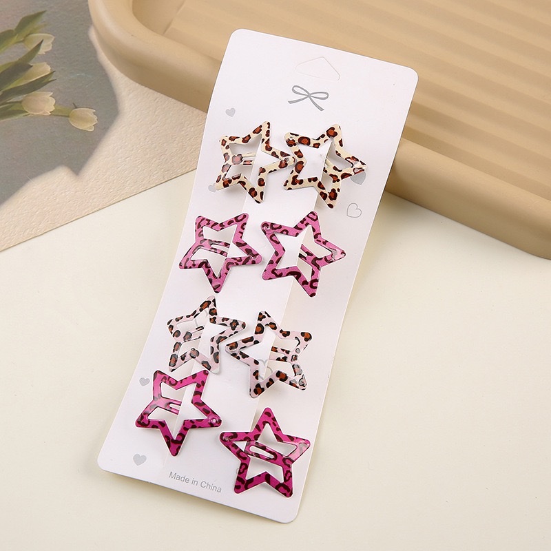 8 personalized feminine teardrop-shaped BB clips, colorful leopard print and zebra print hair clips, sweet and cool hair clips Specification image