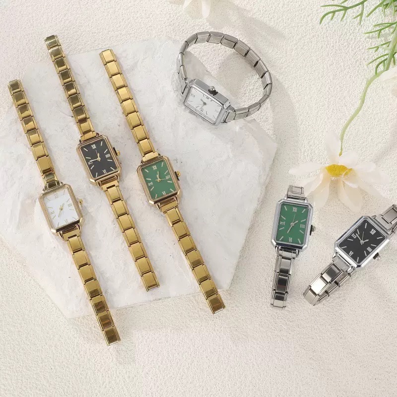 Casual and fashionable DIY module splicing multi-color watch strap versatile module watch retro steel strap versatile ins style export bestseller TikTok bestseller DIY watch does not fade, real gold electroplated hand details Picture