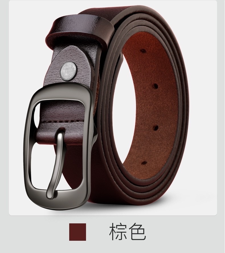 Cross-border bestsellers: Women's perforated pin buckle genuine leather simple and versatile retro denim belt, ins casual belt Specification image
