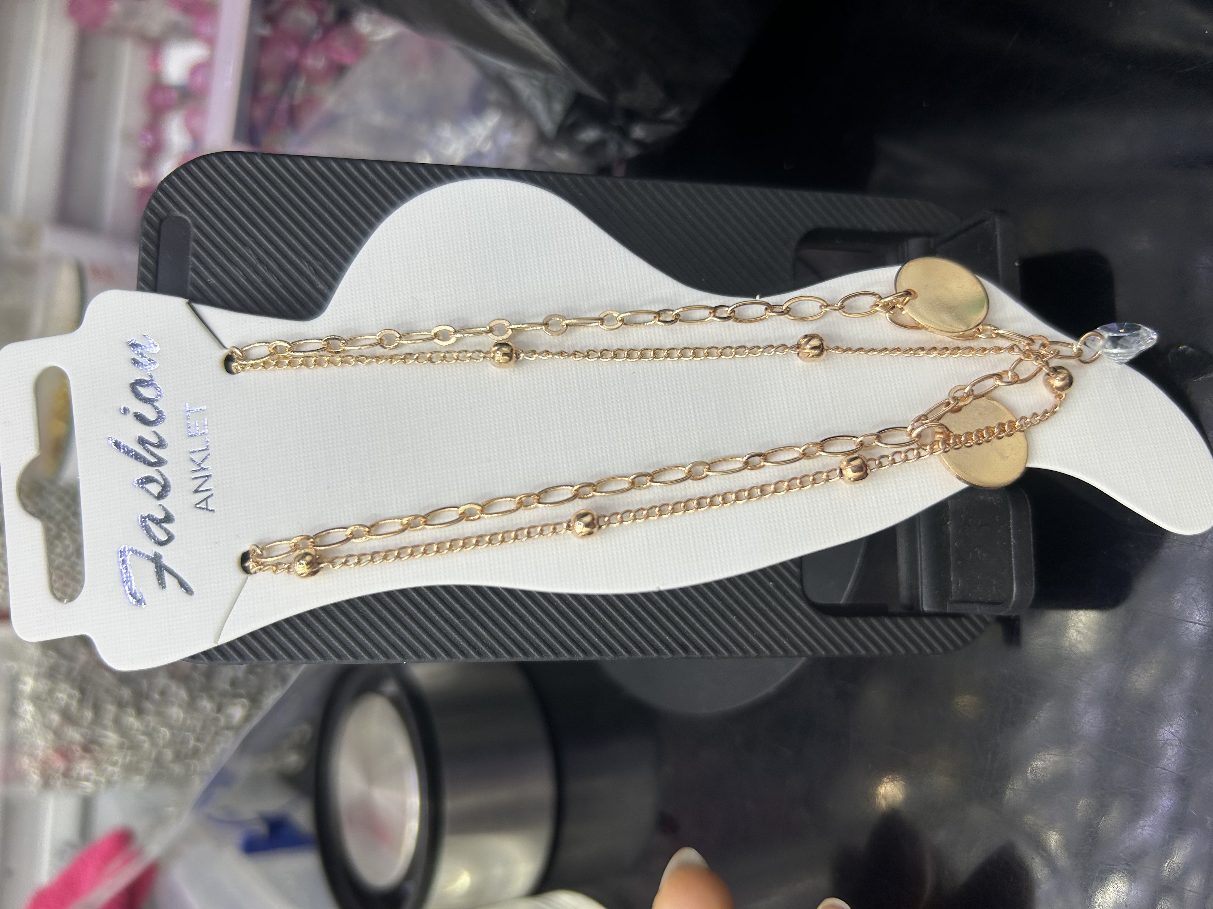 欧美绳脚链水晶珠脚链18cm 时尚饰品潮流配饰女生礼物脚链