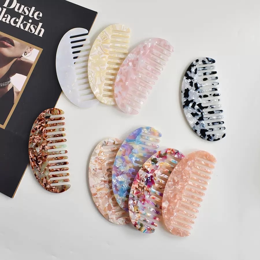 Factory direct sales, cross-border best-selling acetic acid board combs, popular hair combs in Europe and America, anti-static marble-patterned hair combs, hair accessories