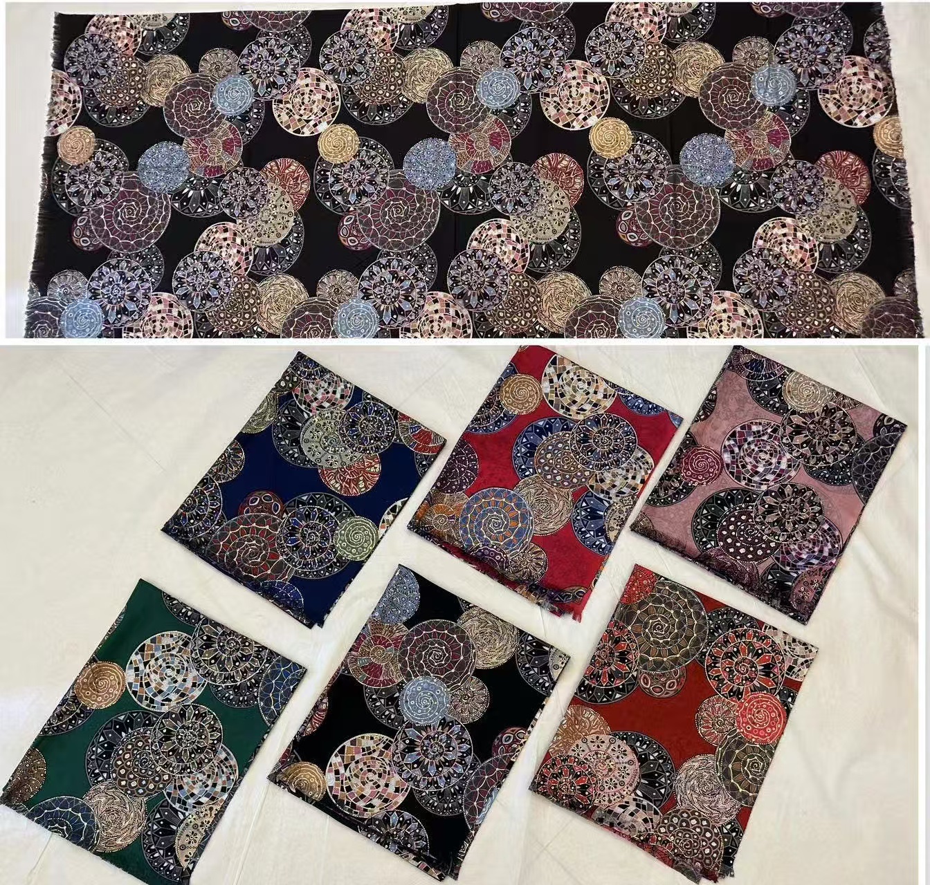  New hot sale Cashmere 2side Digital print 1side with Gold s Specification image