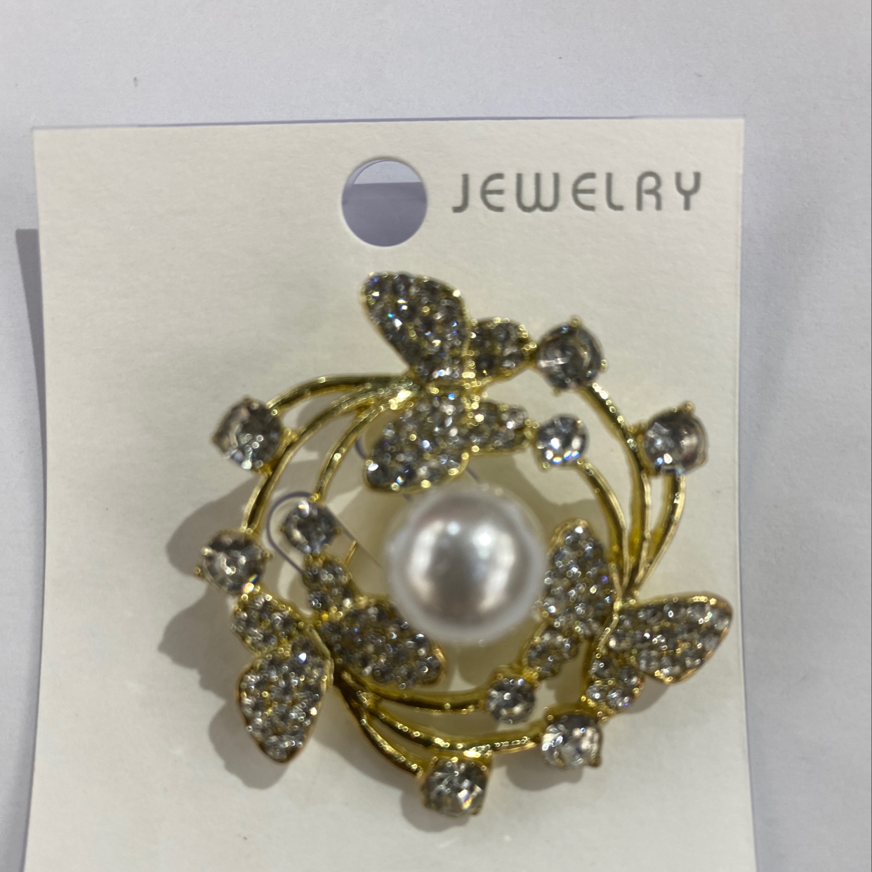 新款百搭时尚春季金色水钻珍珠胸花