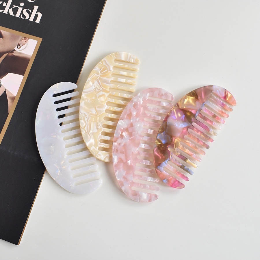 Factory direct sales, cross-border best-selling acetic acid board combs, popular hair combs in Europe and America, anti-static marble-patterned hair combs, hair accessories detail image 4