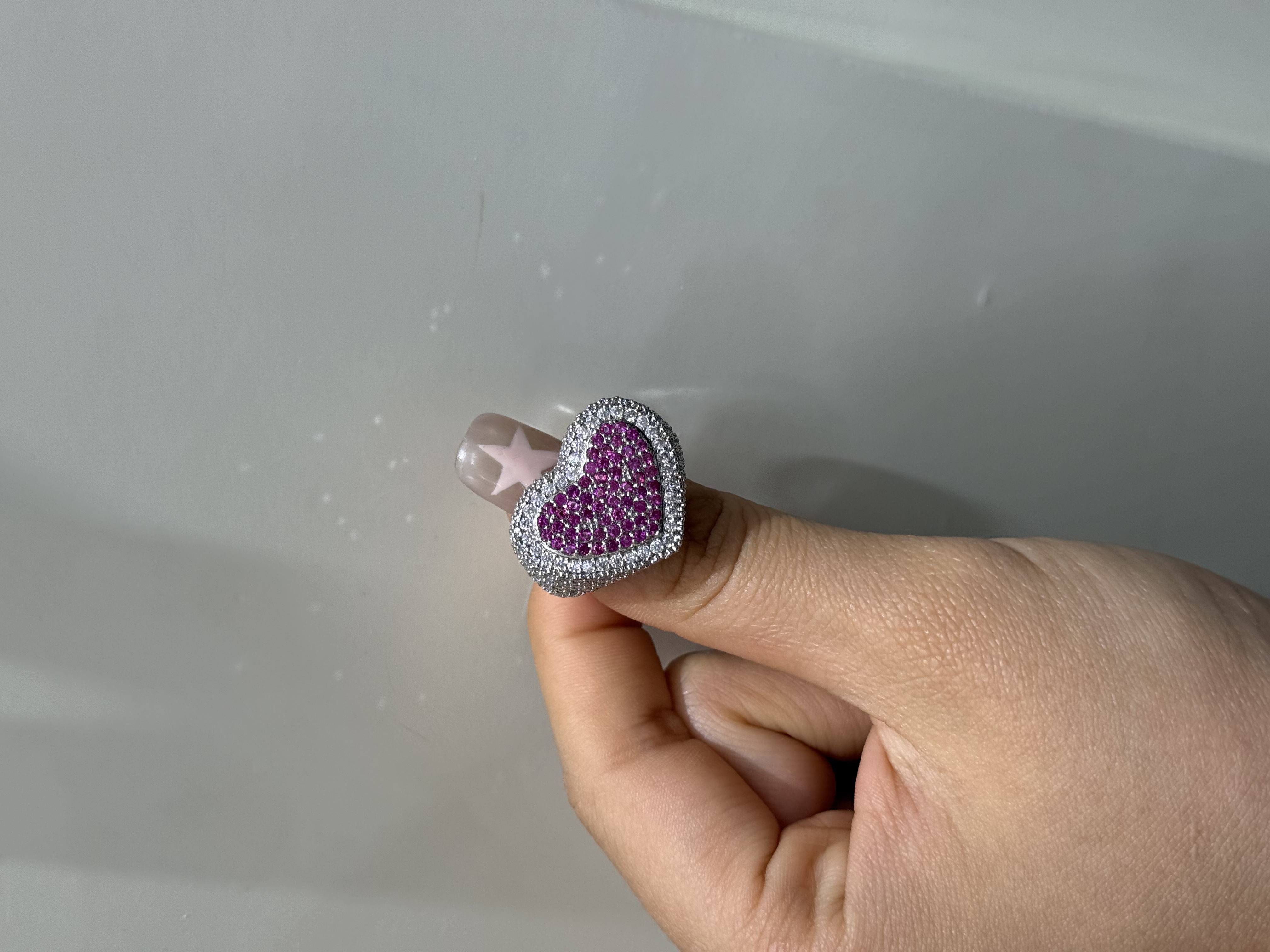 欧美新款百搭开口微镶锆石戒指时尚通勤设计璀璨高级感爱心戒指女 详情图4