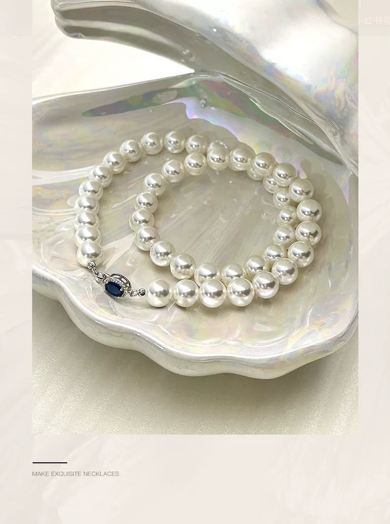 澳母贝珍珠项链女澳白色妈妈款正圆锁骨链颈链女神母亲节细节图