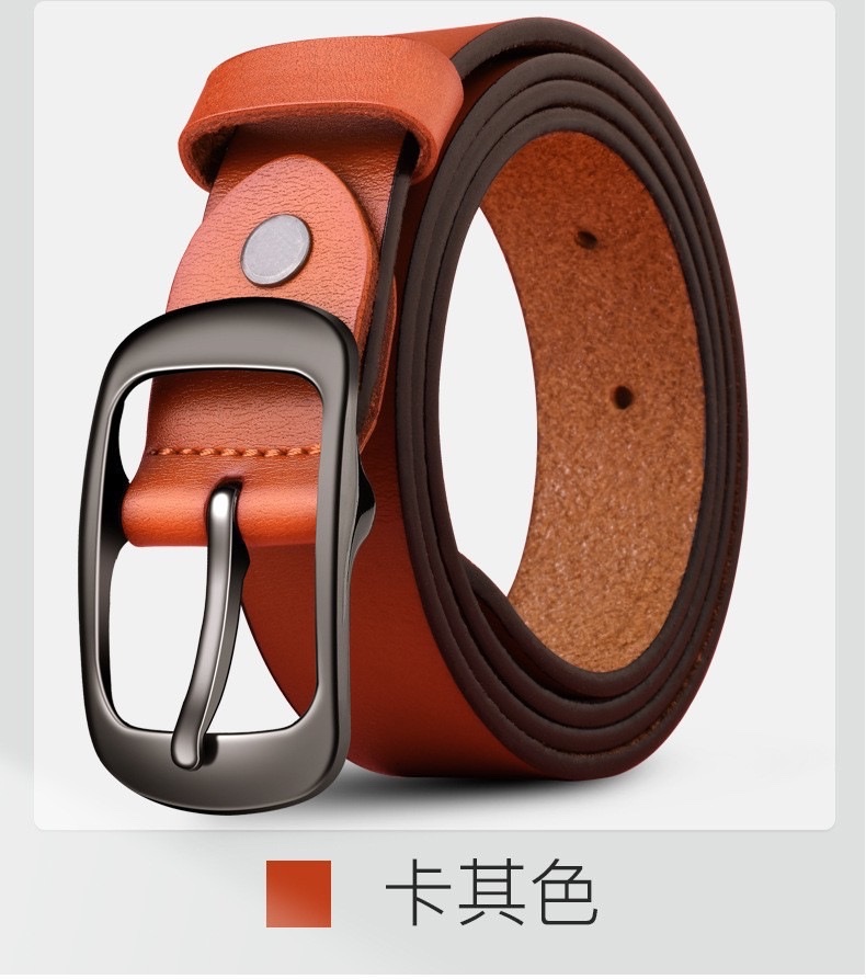 Cross-border bestsellers: Women's perforated pin buckle genuine leather simple and versatile retro denim belt, ins casual belt detail image 6