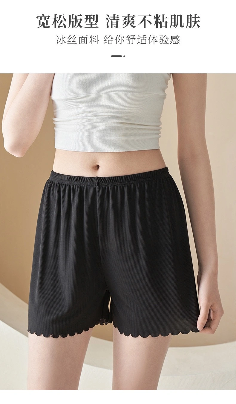 Spring and summer vertical striped ice silk safety pants, shorts, leggings, wavy edge three-inch pants, women's safety pants detail image 5