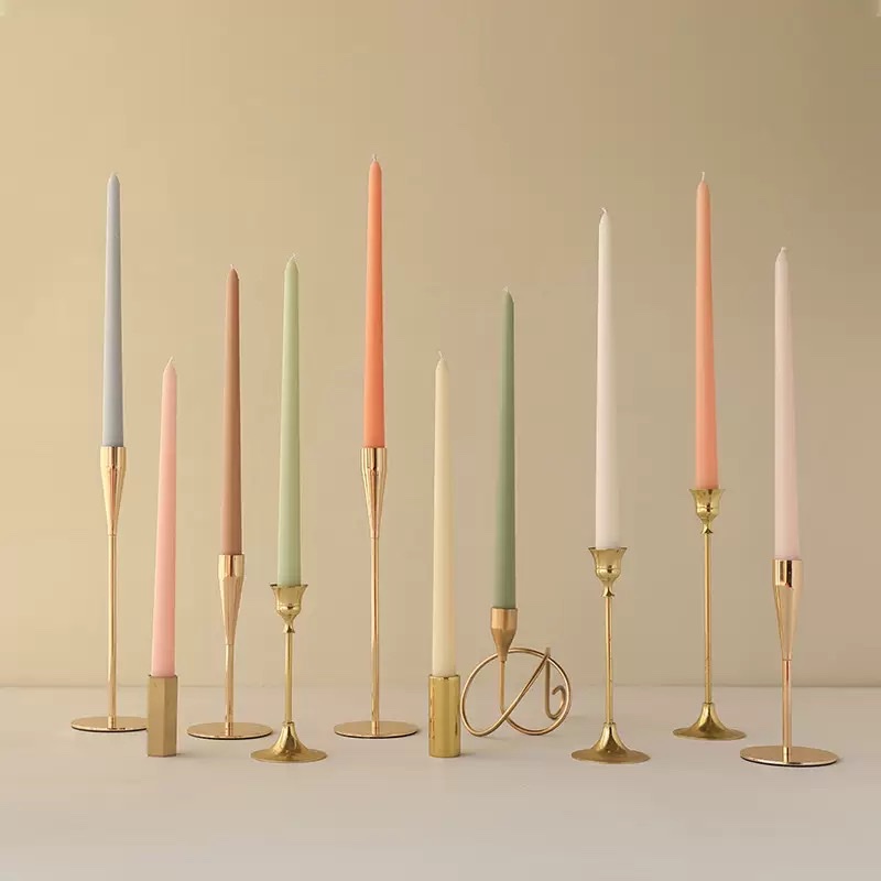 Wholesale four-piece 30CM branch-shaped wedding banquet European Morandi colorful long-pole candles, romantic, odorless and smokeless Specification image