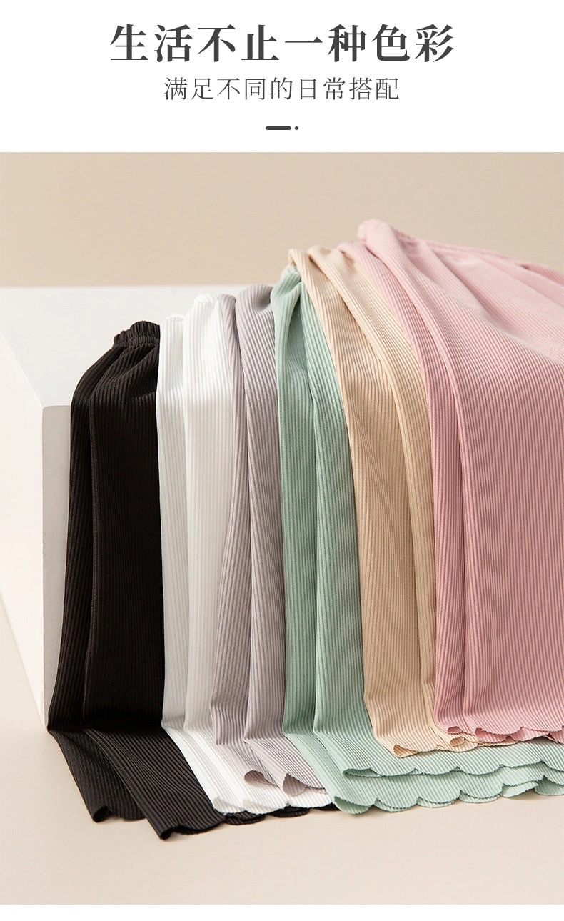 Spring and summer vertical striped ice silk safety pants, shorts, leggings, wavy edge three-inch pants, women's safety pants detail image 2