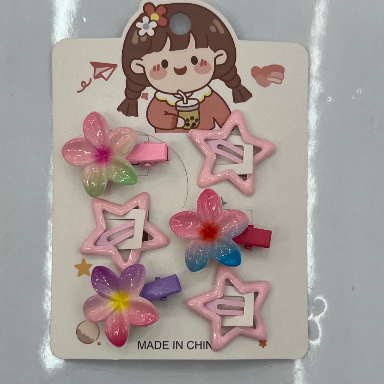 Resin children's hairpin grab set, cute-shaped anti-slip hairpins for girls' hair accessories detail image 2