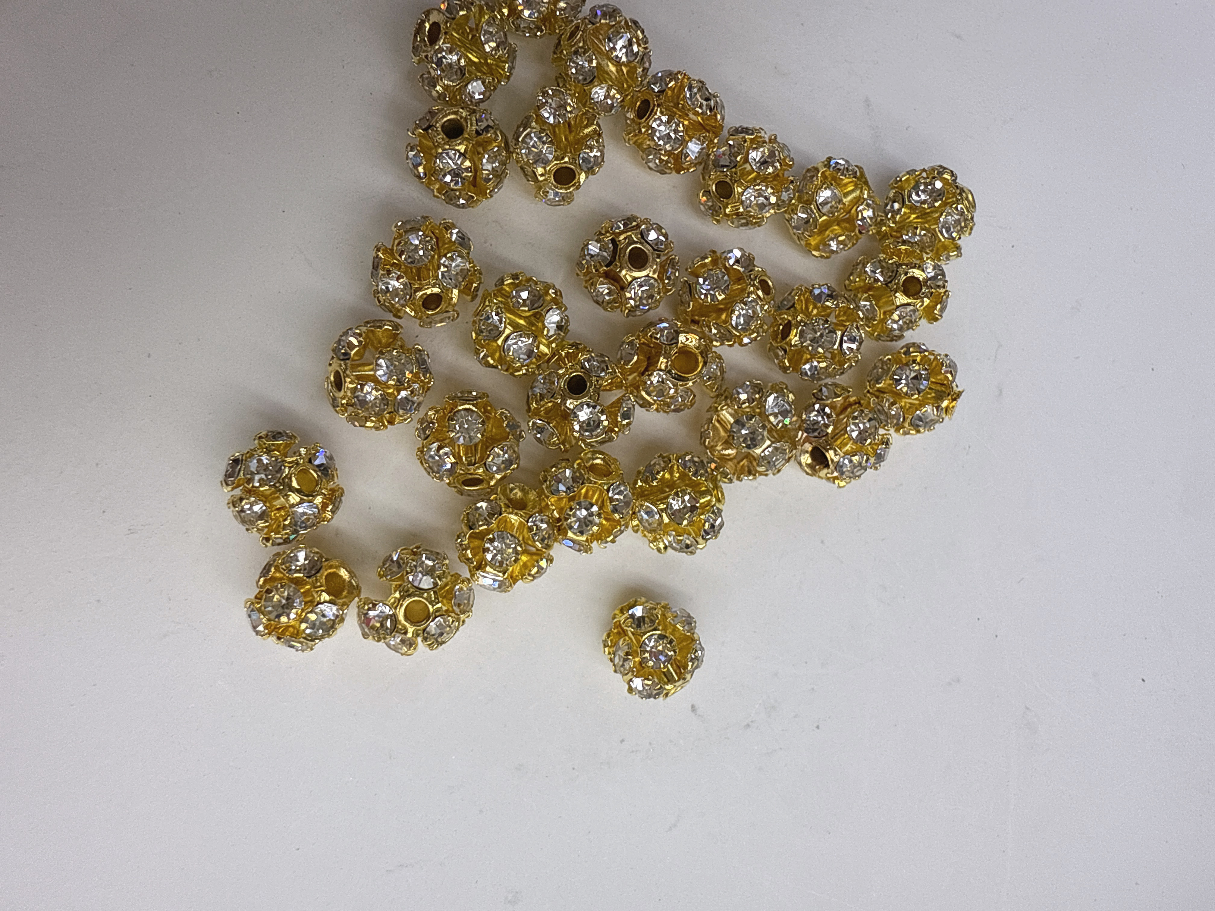 Handmade DIY beaded bayberry balls, gold beads wholesale, glittering diamond beads details Picture