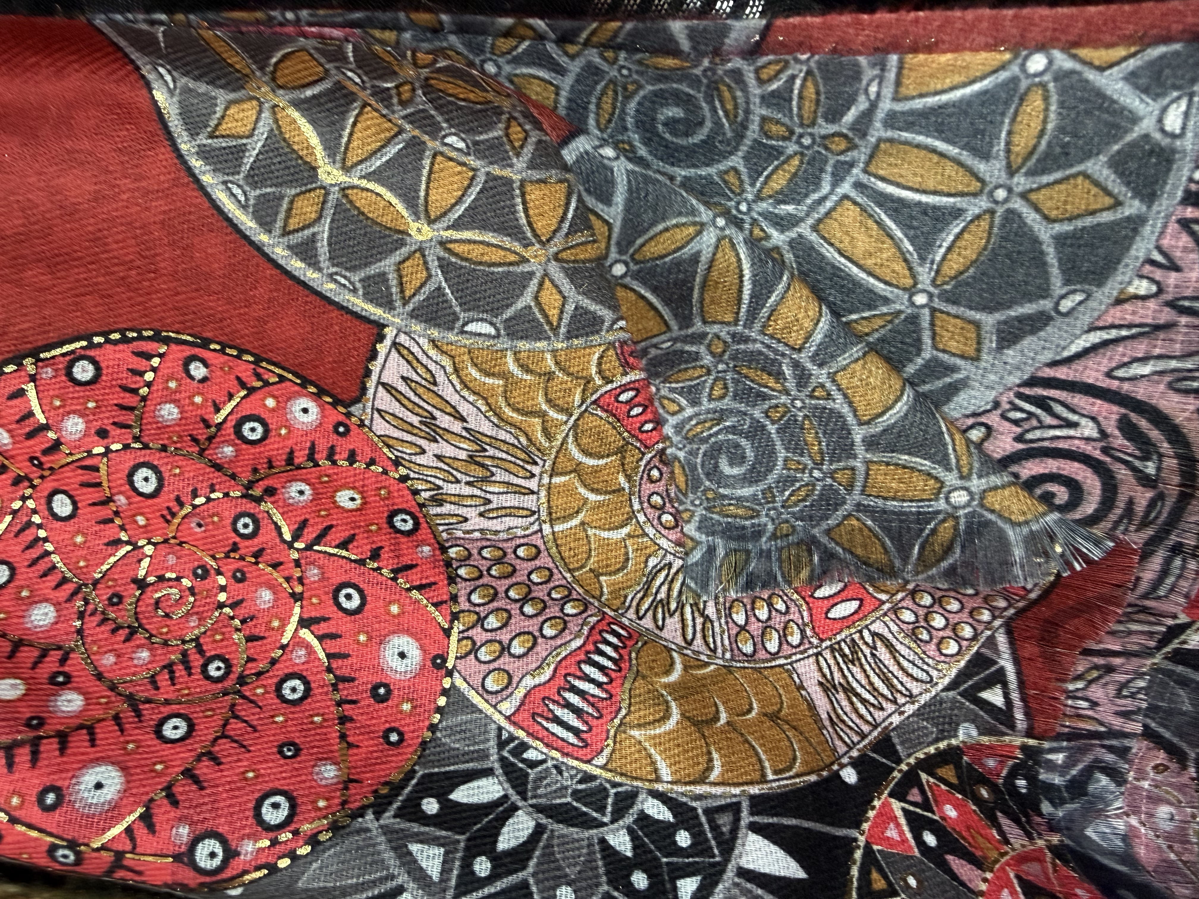  New hot sale Cashmere 2side Digital print 1side with Gold s detail image 5
