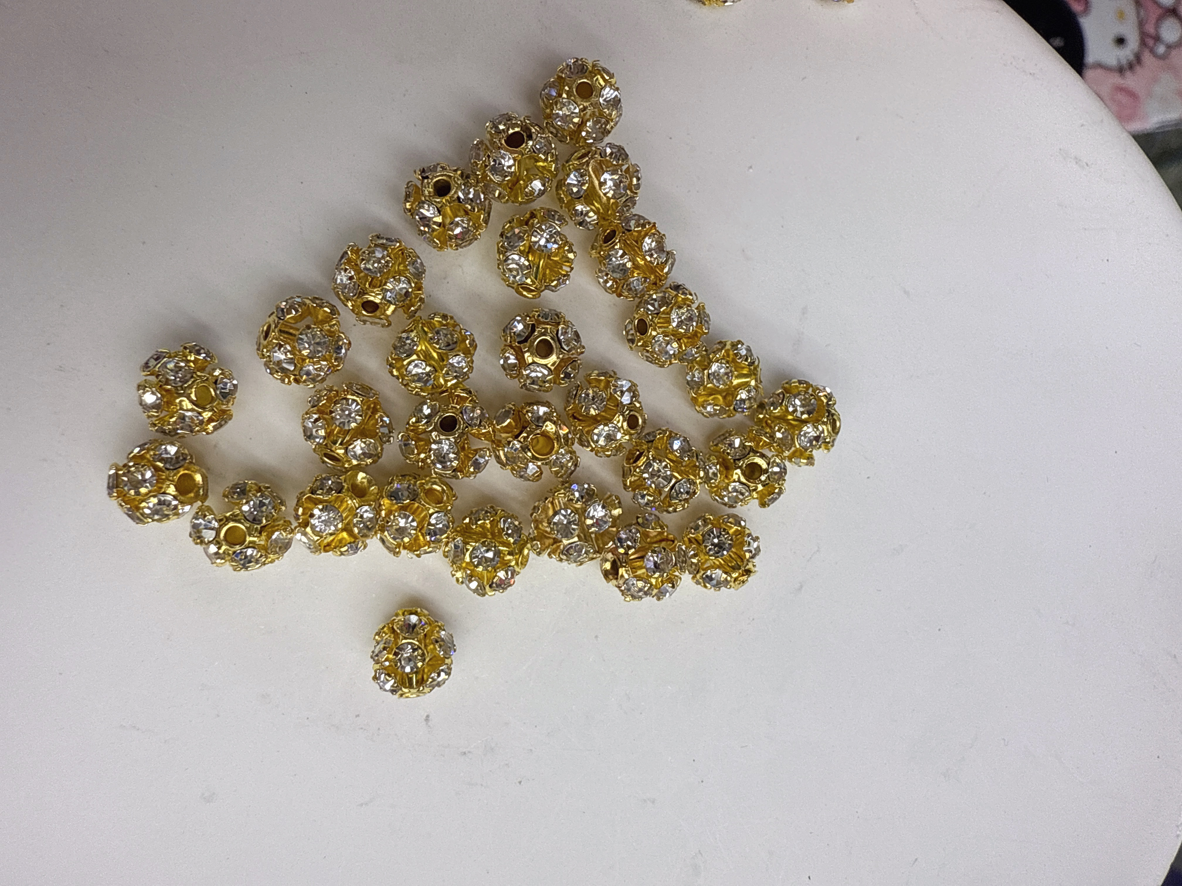 Handmade DIY beaded bayberry balls, gold beads wholesale, glittering diamond beads Specification image