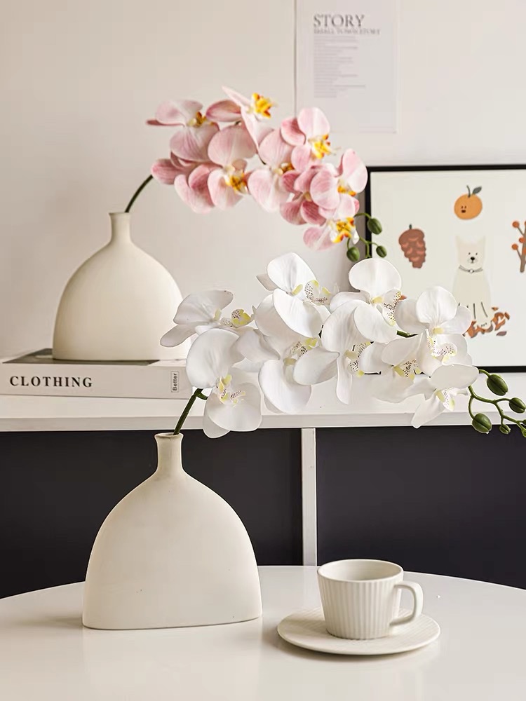 High-quality bionic Phalaenopsis artificial flower arrangement, light luxury and high-end floral art arrangement, living room decoration ornaments, artificial flowers Item Picture