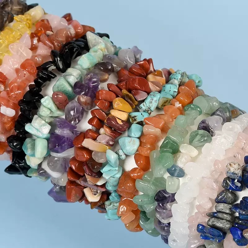 Amazon natural crystal mixed with irregular crushed stones bracelet, handcrafted rose crystal bracelet for women, amethyst Specification image