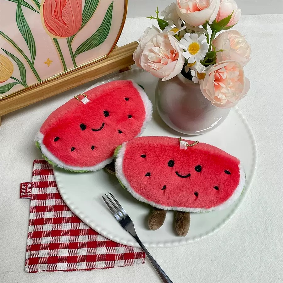 Watermelon plush cute and fashionable pendants, fruit pendants, creative vegetables, funny expressions, avocado plush keychains, cute dolls, doll toys wholesale, plush toys wholesale, plush toys trendy toys Specification image