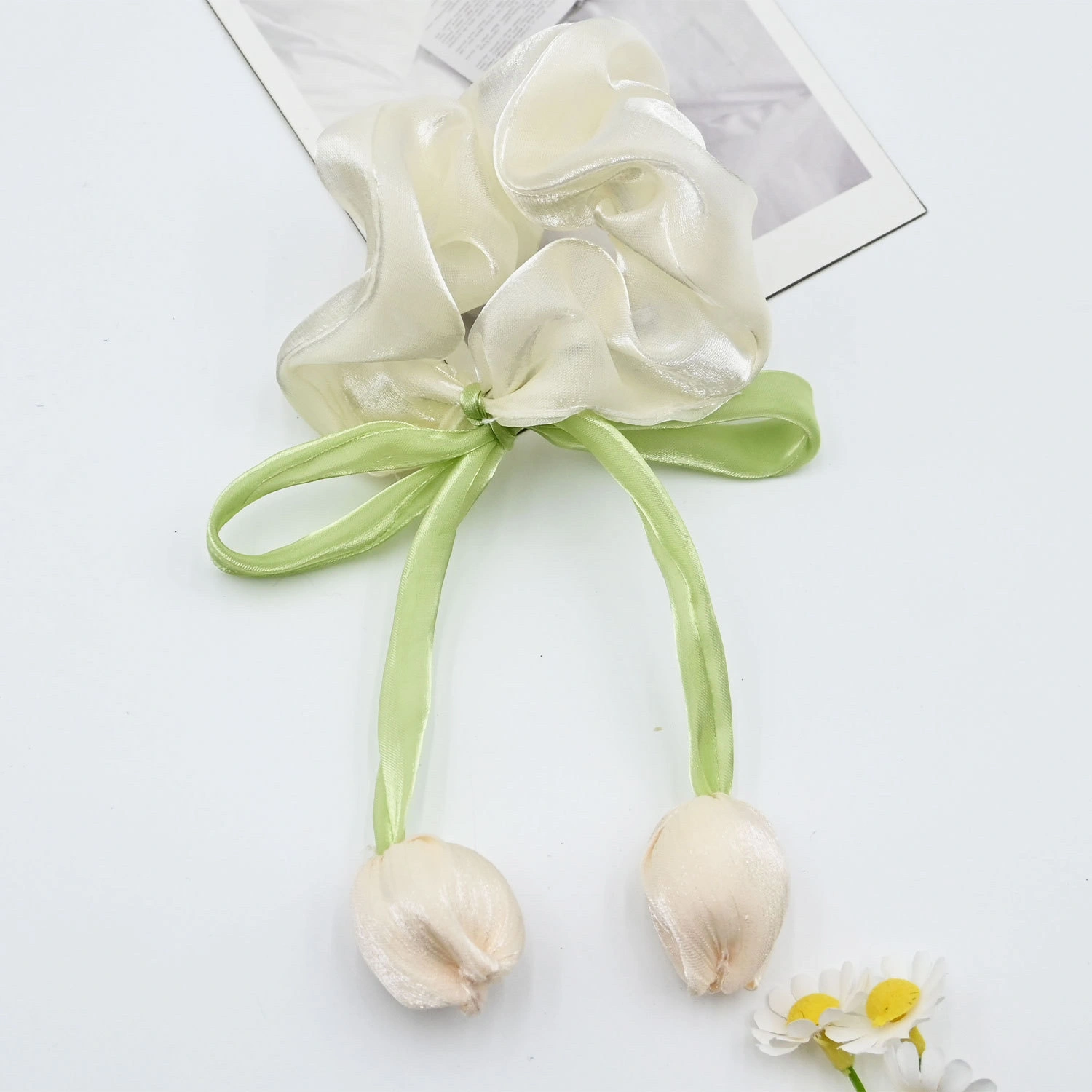 Tulip hair bands, acrylic children's hair clips, disposable rubber band headwear, children's hair accessories detail image 4