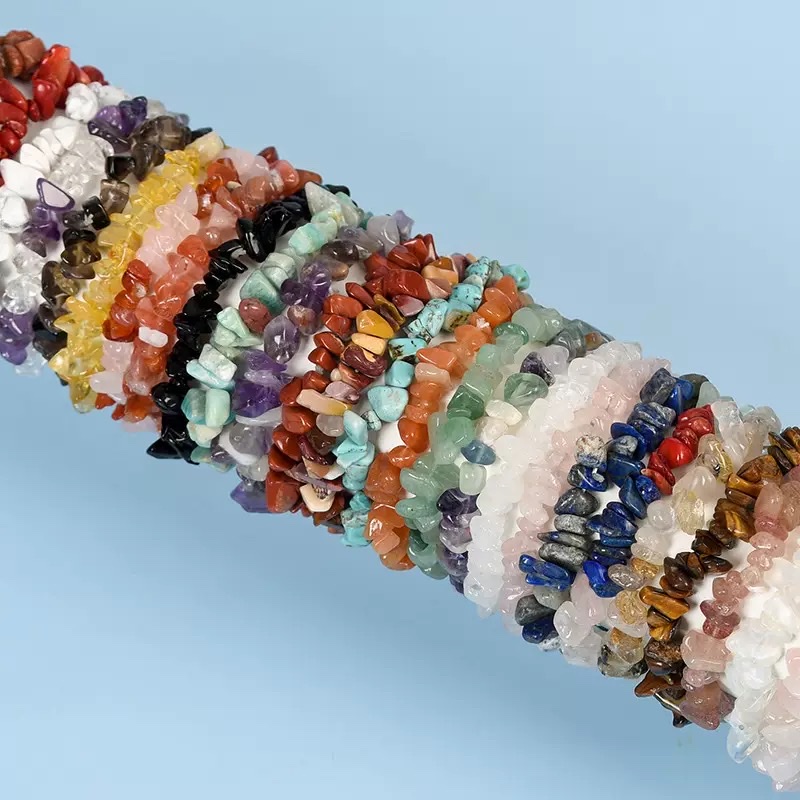 Amazon natural crystal mixed with irregular crushed stones bracelet, handcrafted rose crystal bracelet for women, amethyst details Picture