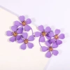 European and American cross-border fashion, exaggerated, fresh, retro, sweet flower earrings, women's high-end sense, country style earrings and earrings Specification image