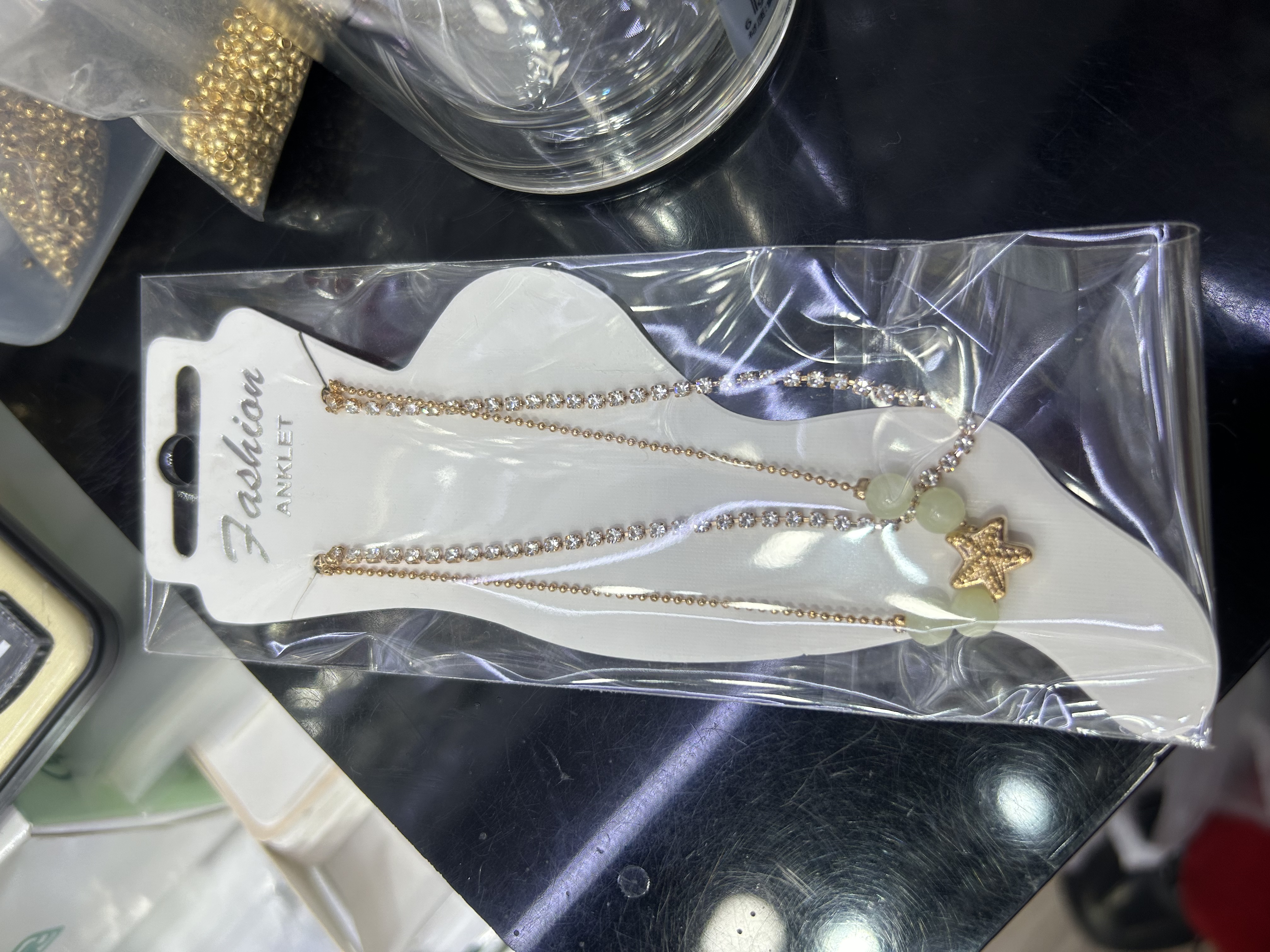 欧美绳脚链水晶珠脚链18cm 时尚饰品潮流配饰女生礼物脚链产品图