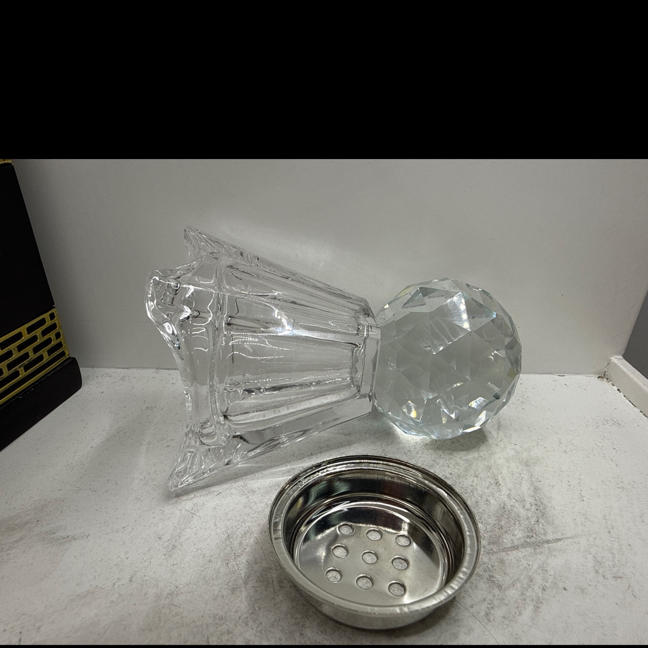 1PC水晶玻璃香炉摆件 简约时尚现代香炉 烛台摆件白底实物图