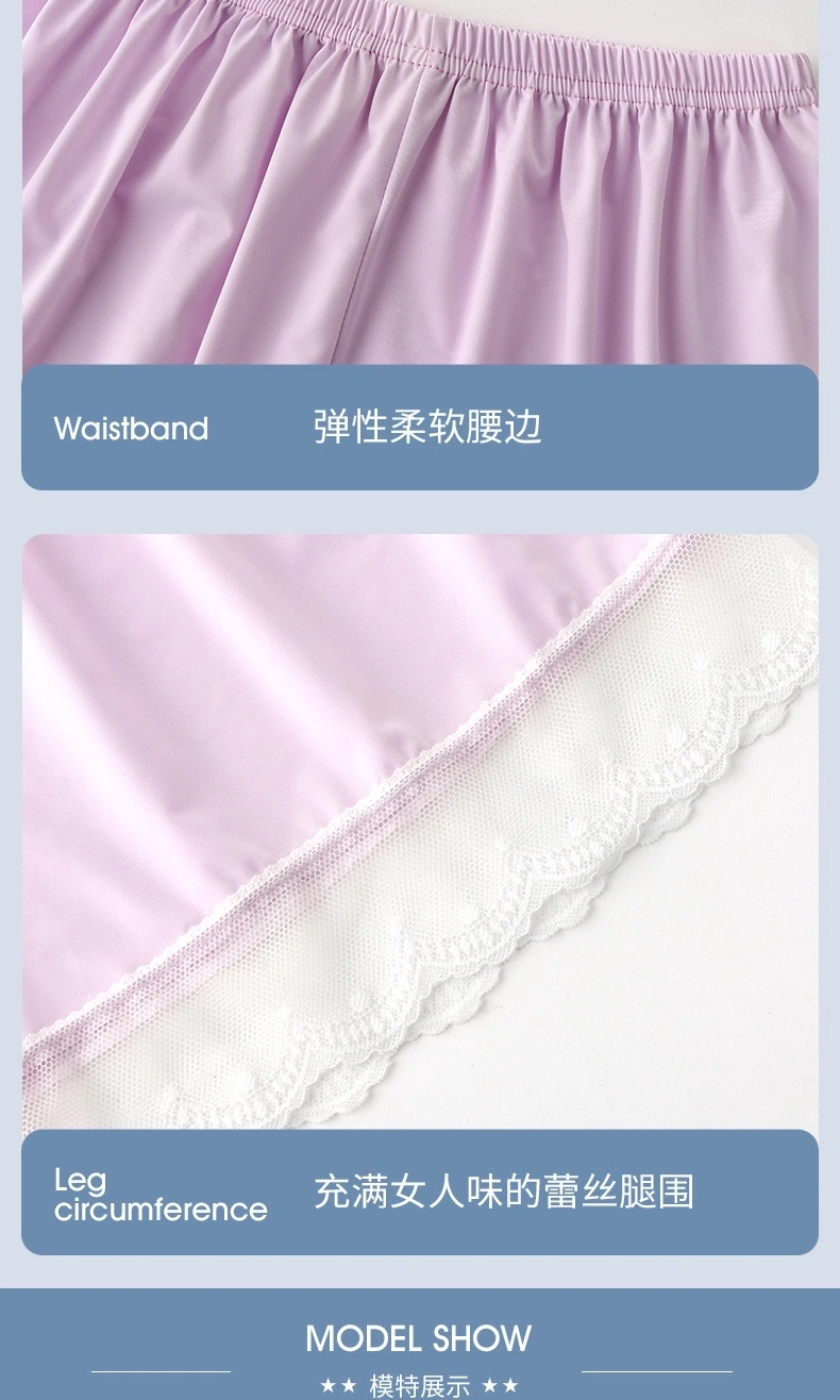 Lace-trimmed safety pants, women's leggings, thin three-inch shorts for outerwear, wholesale summer new style anti-glare ice silk detail image 10