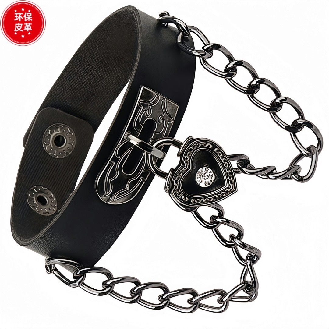 Eco-friendly PU leather, European and American fashion punk style multi-layer retro bracelet, personalized rivet chain bracelet set detail image 5