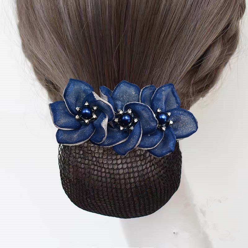 Korean version of bank hotel flower hair nets, professional hair flowers, flight attendants, nurses, updo hair nets, women's back of the head hair clips, hair accessories, hair bands, large intestine hair bands, hair accessories, Korean hair ties Item Picture