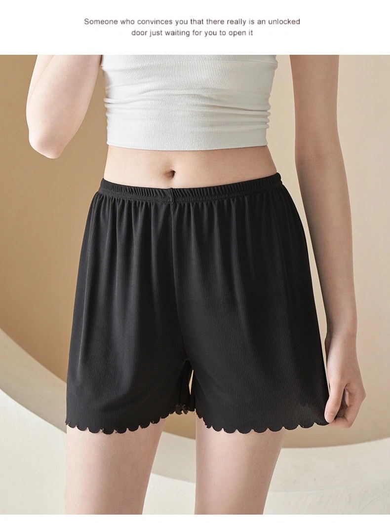 Spring and summer vertical striped ice silk safety pants, shorts, leggings, wavy edge three-inch pants, women's safety pants detail image 14